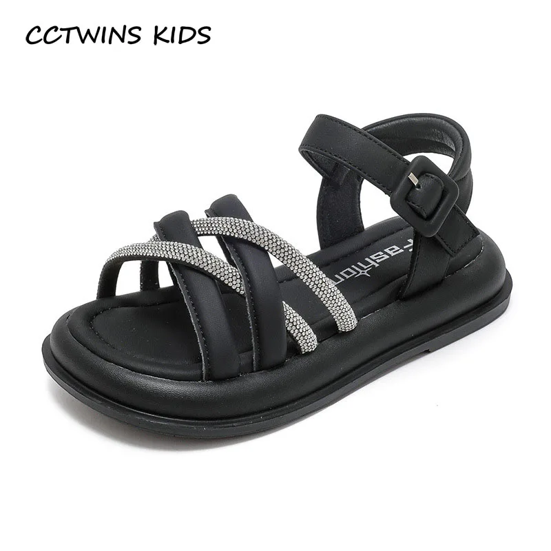 

Girls Sandals Summer Kids Fashion Brand Princess Party Dress Shoes Toddler Children Beach Flats Rhinestones Glitter Soft Sole