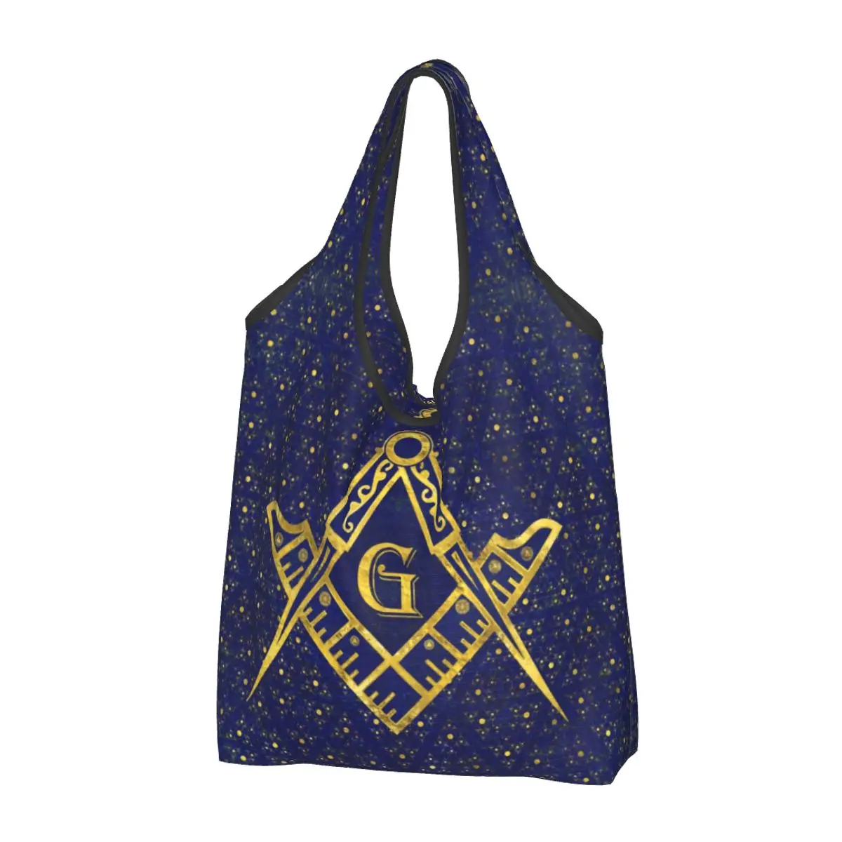 

Freemasonry Symbol Groceries Shopping Tote Bags Women Custom Masonic Shoulder Shopper Bags Large Capacity Handbags