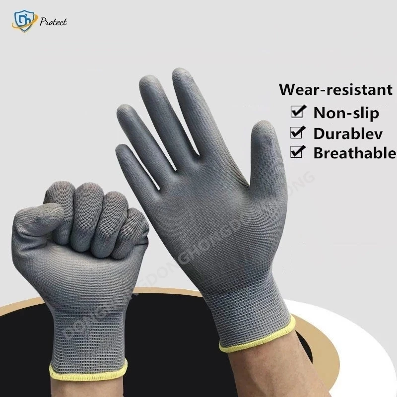 Work Gloves Nitrile Safety Coated PU Palm Coated Mechanical 10-20 Pairs Bendable CE EN388
