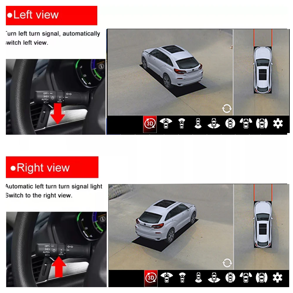 Car 360&deg; panoramic image system 3D surround view driving recorder high-definition 1080p AHD car camera 24hour parking monitoring