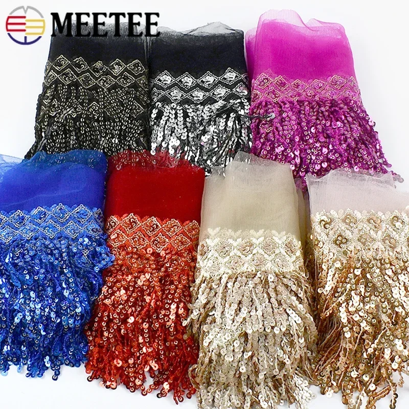 

2/5/10 ярдов Meetee 70 мм блестки кисточка бахрома для платья декоративная кружевная отделка предформенная одежда вышитая лента швейный аксессуар