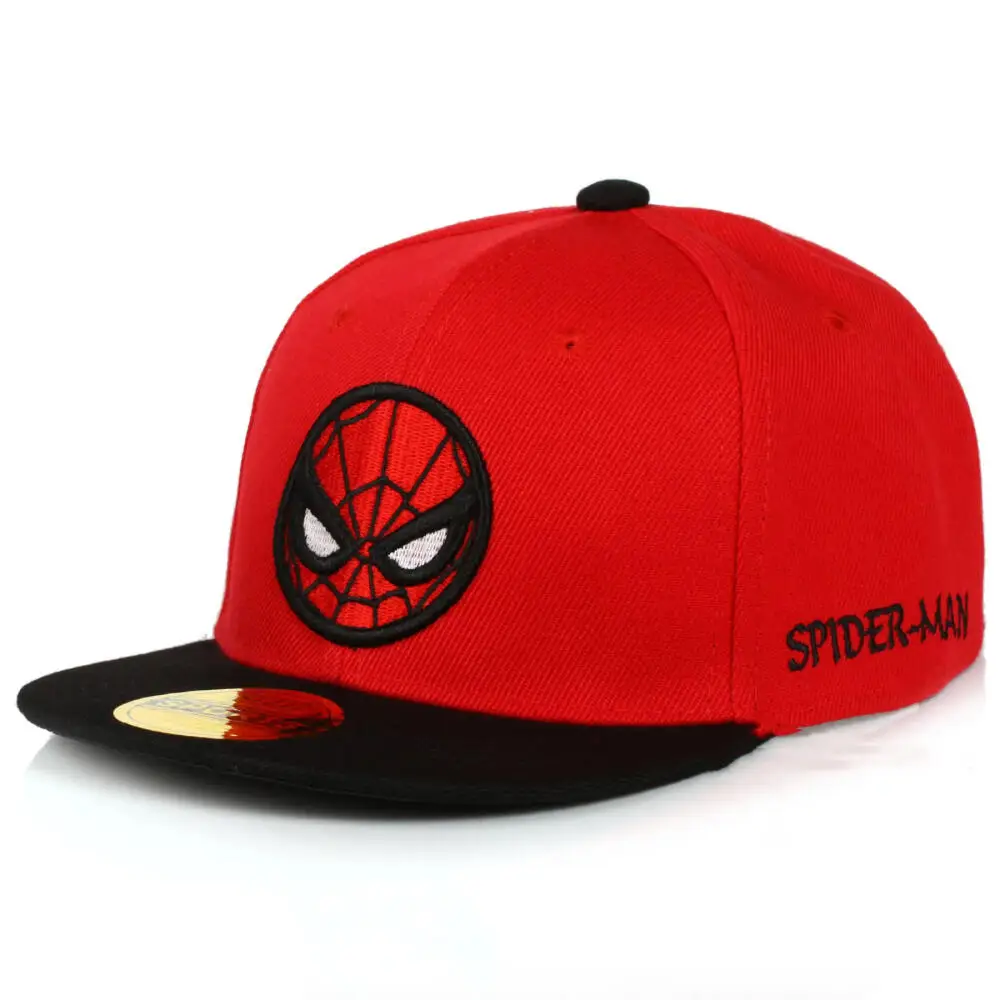 Spiderman Kids Snapback Sun Hat for Boys Girls Hip-Hop Style Superhero Spider Adjustable Embroidery Baseball Cap Cosplay Prop