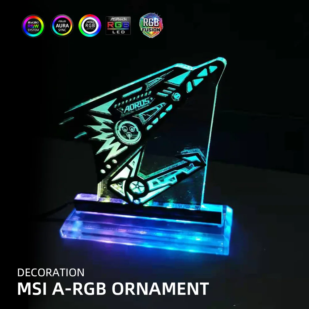 A-rgb Aorus Figura 5v3pin Gigabyte Águia Crença Chassi Decoração Aorus pc Led Iluminação Arco-íris Mod Acrílico Painel de Iluminação Ventiladores e resfriadores - Imagem 3