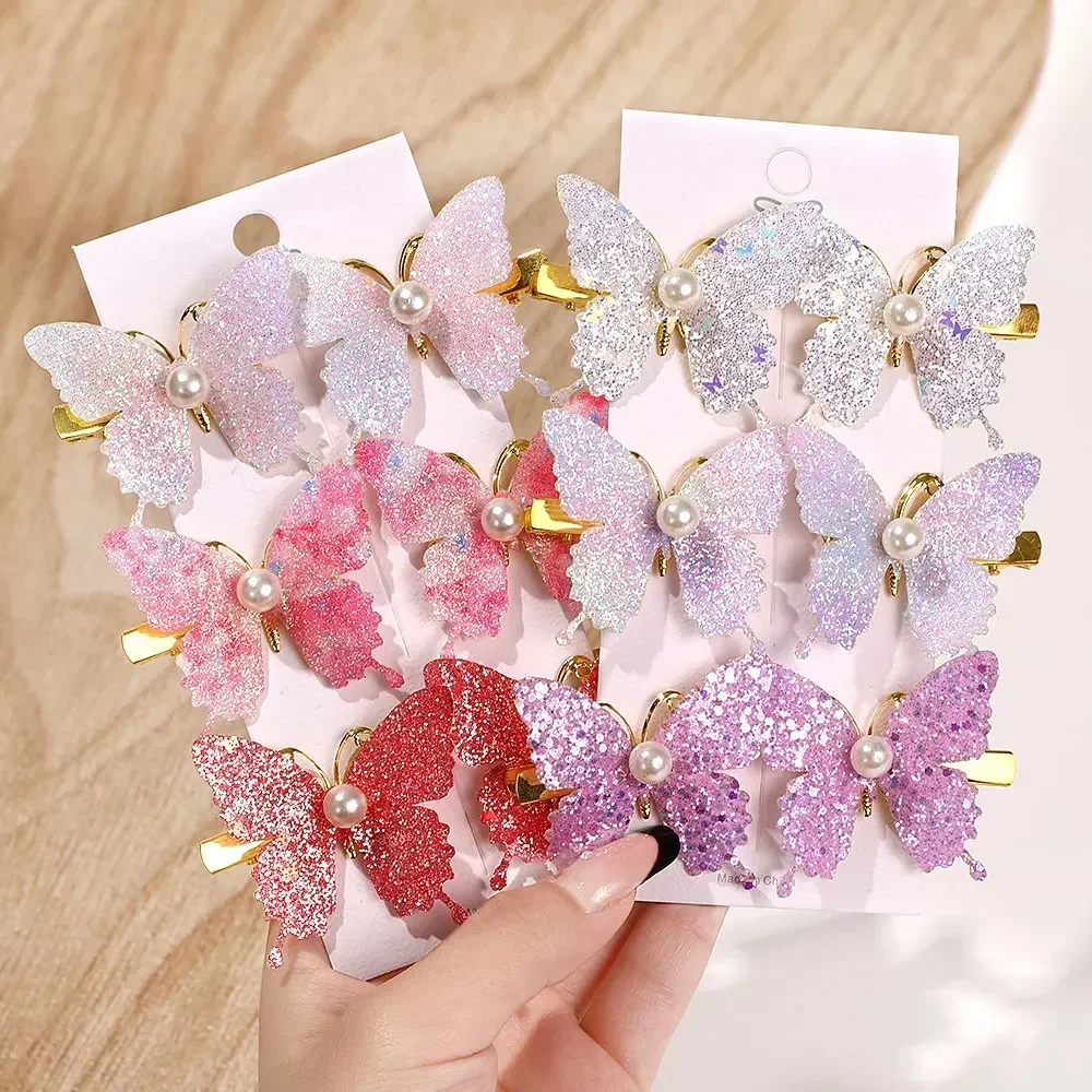 4/6Pcs Colorful Butterfly Hairpins Girl Hair Clips Barrettes Women Sweet Hair Ornament Rainbow Headwear Fashion Hair Accessories 3