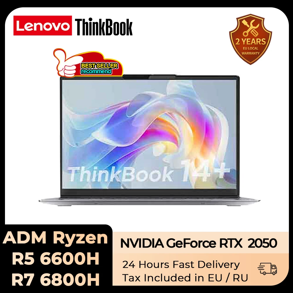 Ноутбук Lenovo ThinkBook 14 +, Ryzen 7 6800H ультра ноутбук 16 Гб LPDDR5 512 ГБ SSD NVIDIA GeForce RTX 2050 14 дюймов 2,8 K 90 Гц Win11