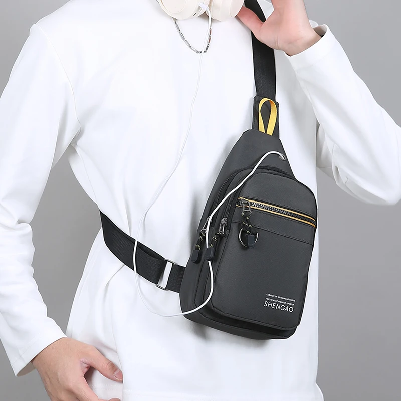 Men's crossbody bag, chest bag, shoulder bag, suitable for business commuting, vacation travel, hiking and cycling, outdoor spor