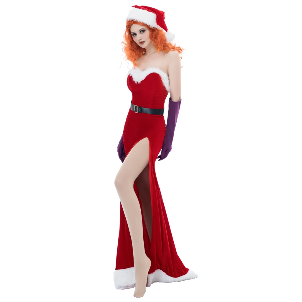 Costumebuy Jessica Rabbit Red Dress Gown Costume Cosplay Christmas Santa Claus Dress Mrs Santa Costume Cosplay