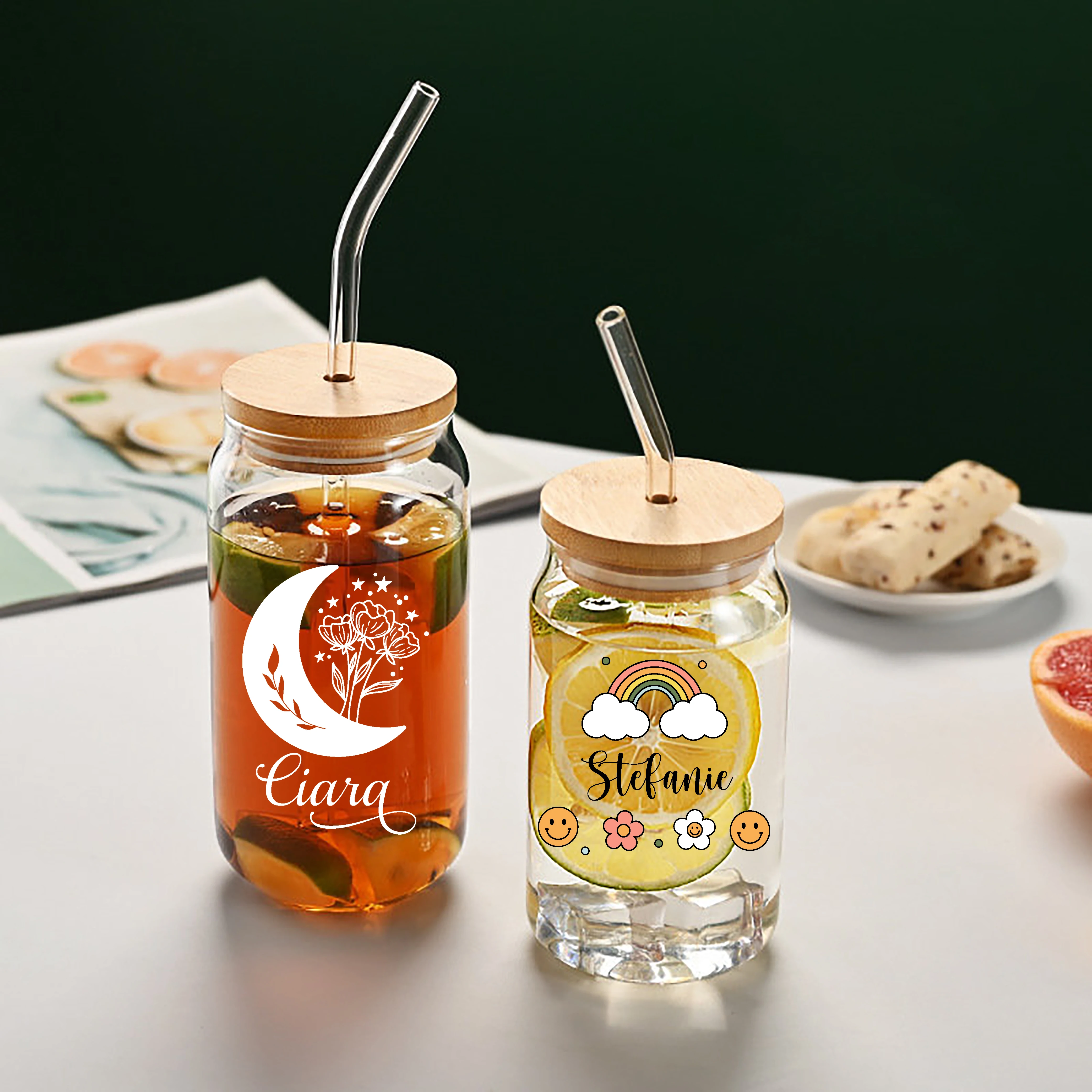 

Personalized Glass Cup, Beer Can Glass with Lid and Straw, Custom Floral Can Glass, Tumbler, Aesthetic, 16oz