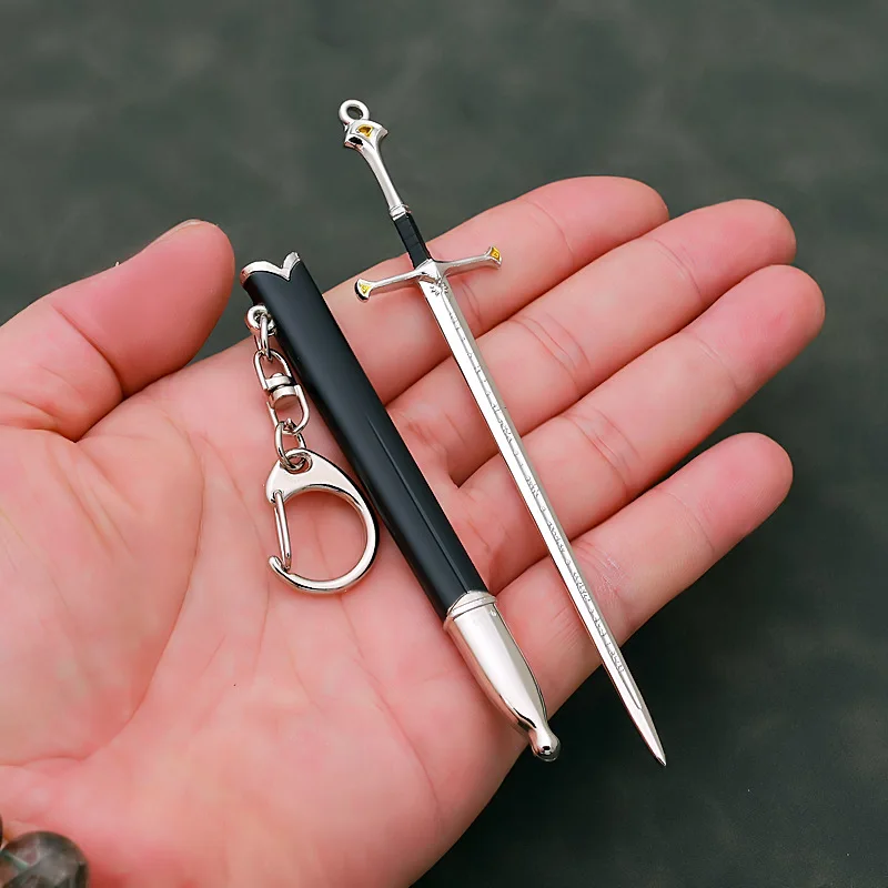 12cm Aragorn Narthil Sword Keychains Medieval Weapon Metal Katana Samurai Sword Keychain Ornaments Gifts Toys for Boys Collects 5