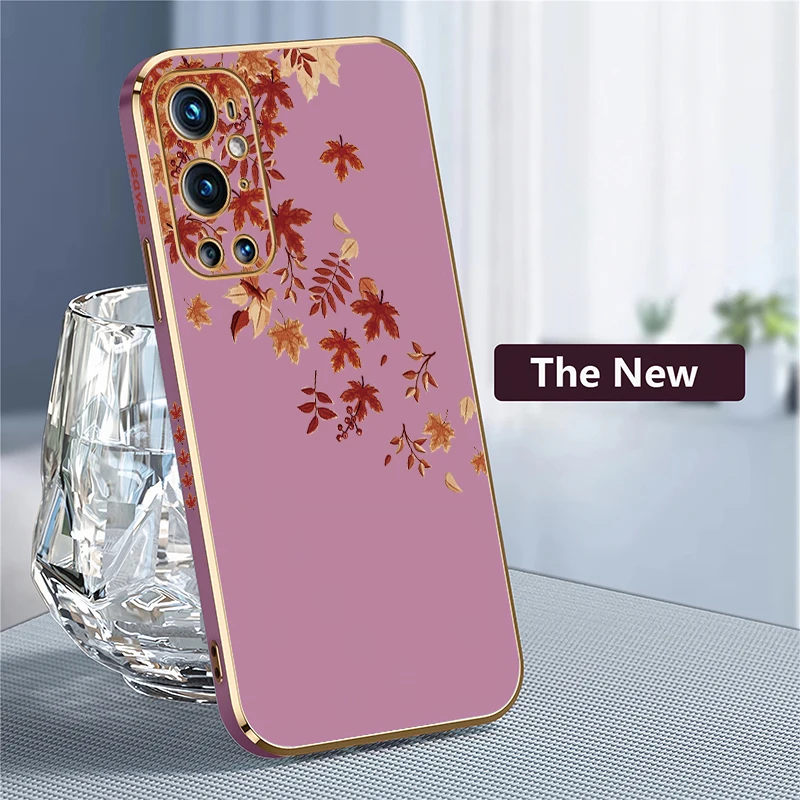 Elegant Shockproof Silicone Soft Plating Back Cover with Fashion Leaves Design