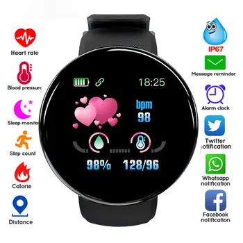 스마트 워치 남녀공용 스마트 터치 스크린 팔찌, 스마트 밴드, LED D18 스마트 워치, 방수 스마트 밴드, 2023 지능형, 신제품