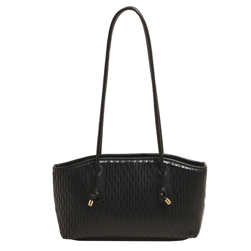 PU Leather Pleated Shoulder Bag with Adjustable Strap Underarm Bag Large Commuter Bag for Women Work Shopping Travel