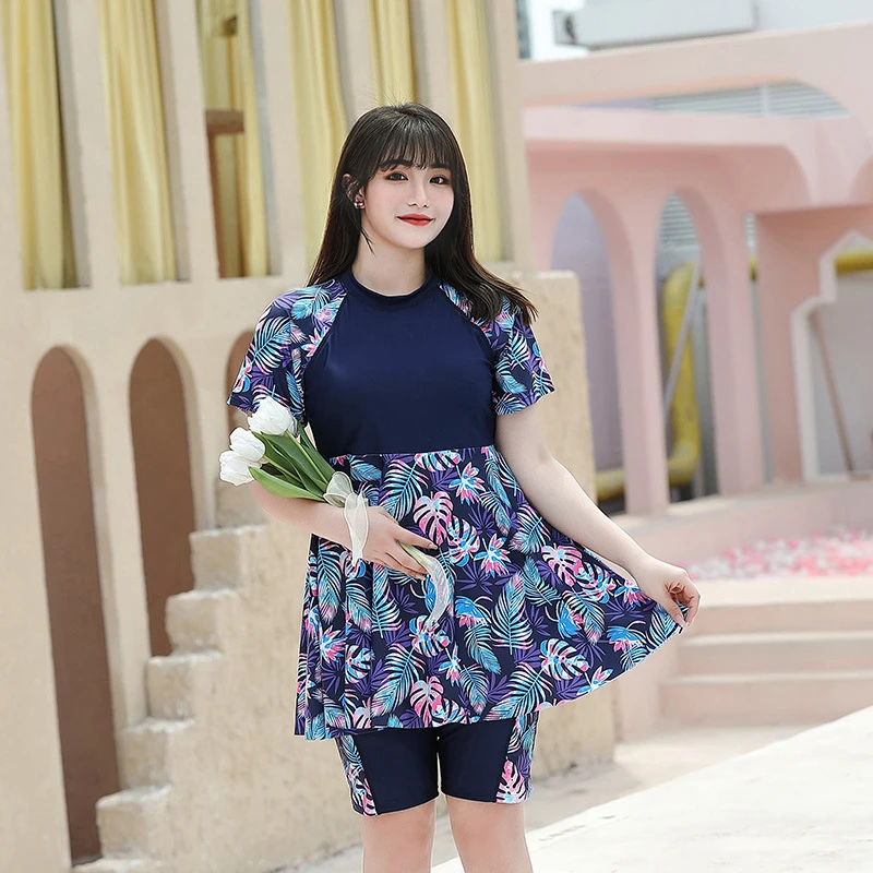 女性用ツーピース水着,スカートセット,韓国風,フロントジッパー 女性用ツーピース水着,スカートセット,韓国風,フロントジッパー