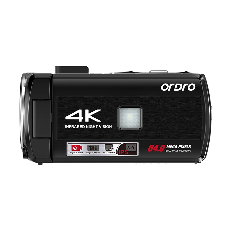 Videocamera 4K ORDRO Z36 – 64 MP, Zoom Digitale 18X, LED, Schermo 3.0'' E IR Night Vision Per Vlog E YouTube