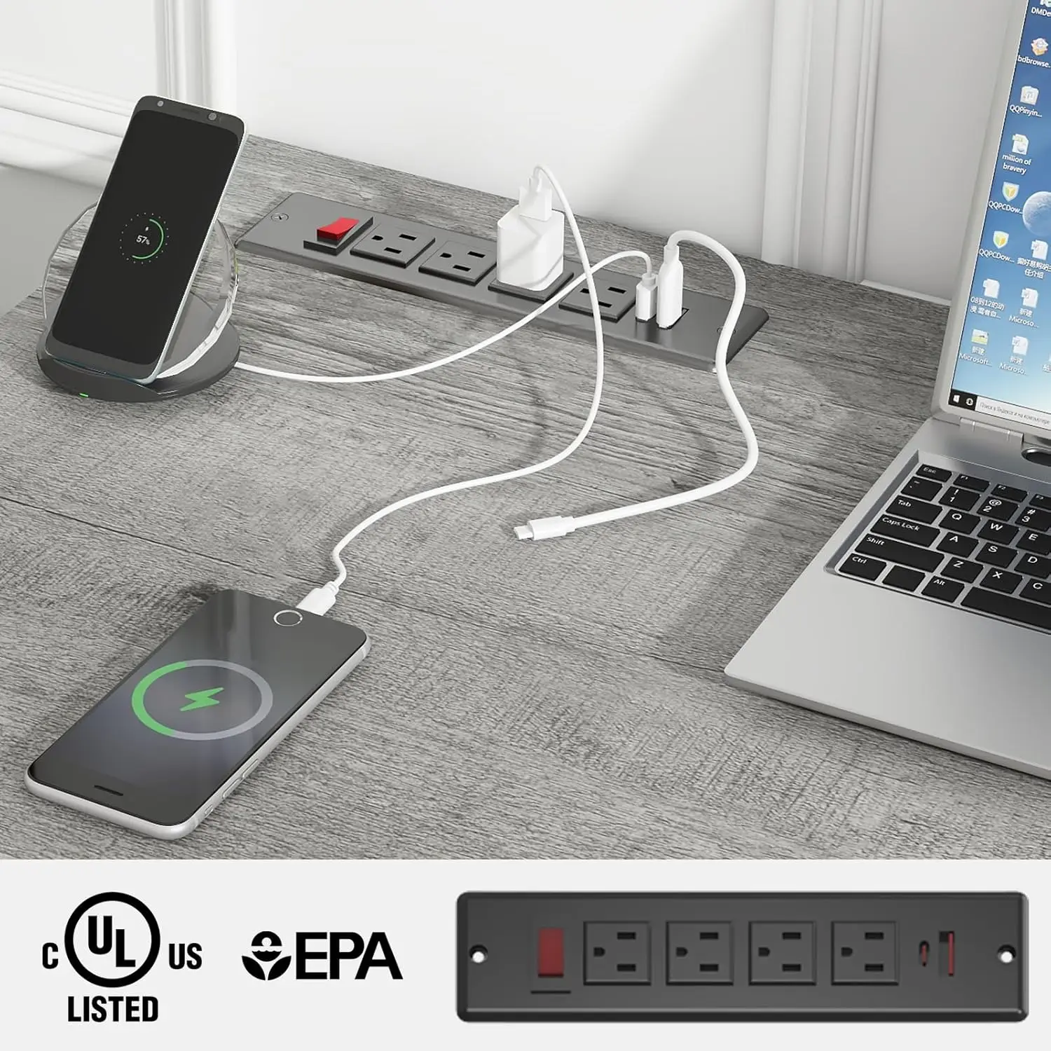 Farmhouse 47" Executive Desk, Computer Desk with Drawers and Storage Cabinet, Workstation Computer Table