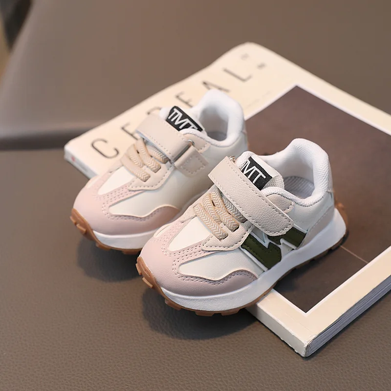 Children's Spring New Leather Upper Sneakers Kids Non-Slip Casual Shoes Boys Girls Soft Sole Students Tennis Toddler Sport Shoes