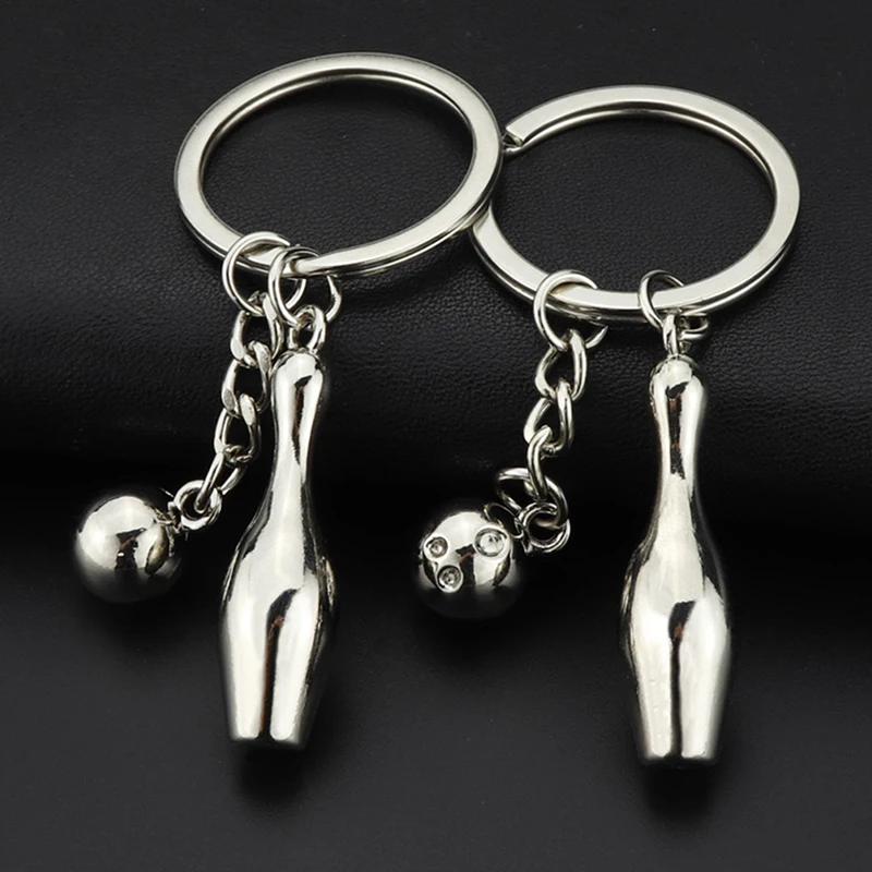 Creative Alloy Bowling Ball Pendant Car Key Ring Purse Bag Ornament Keychain Sports Lover Club Gift bowling accessories