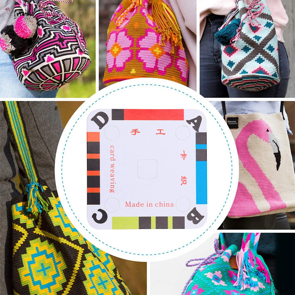 초보자용 태블릿 직조 카드, 골판지 직조, 손으로 짠 셔틀 조각, 4 홀 사각형 DIY