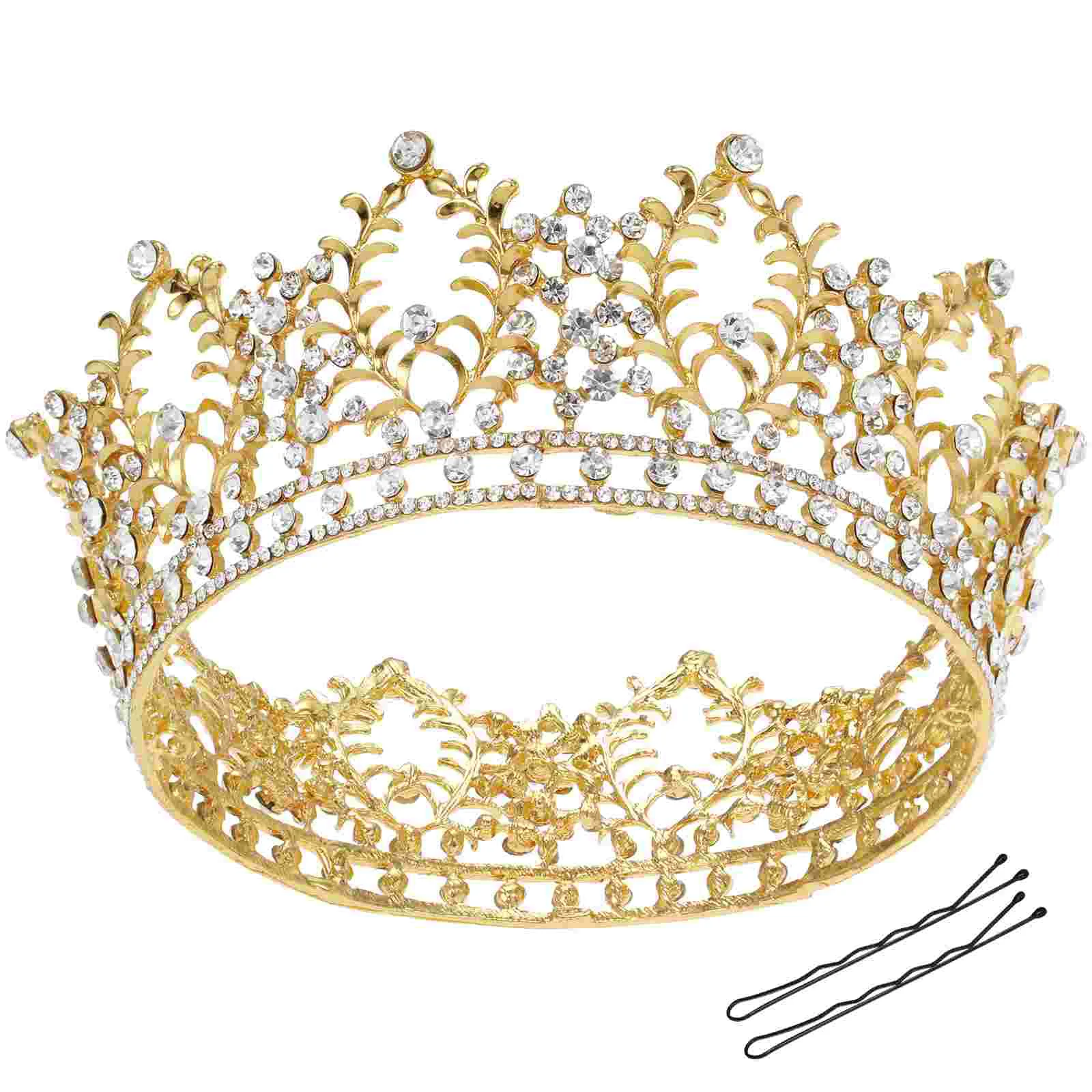 

Rhinestone Bridal with Side Comb Vintage Tiara Glittering Jewelries Decoration for Wedding Engagement Party
