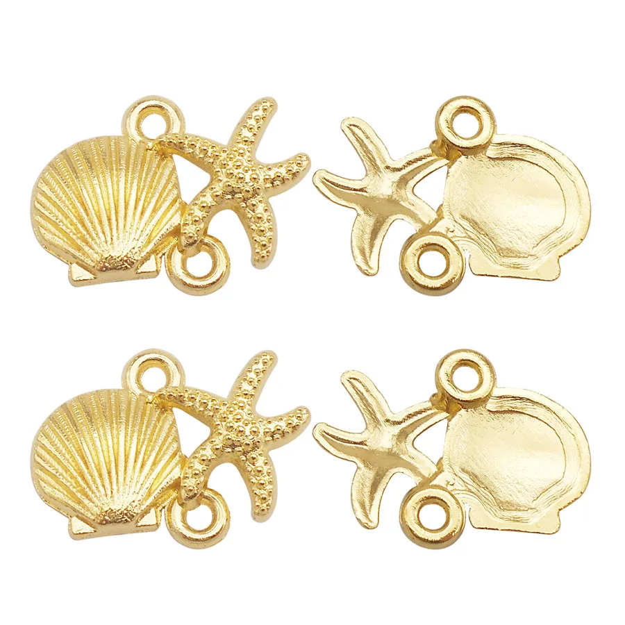 

Julie Wang 20 шт. Морская звезда Shell Шармы Разъем Золотой Цвет Кулон Ожерелье Браслет Ювелирные Изделия Аксессуар