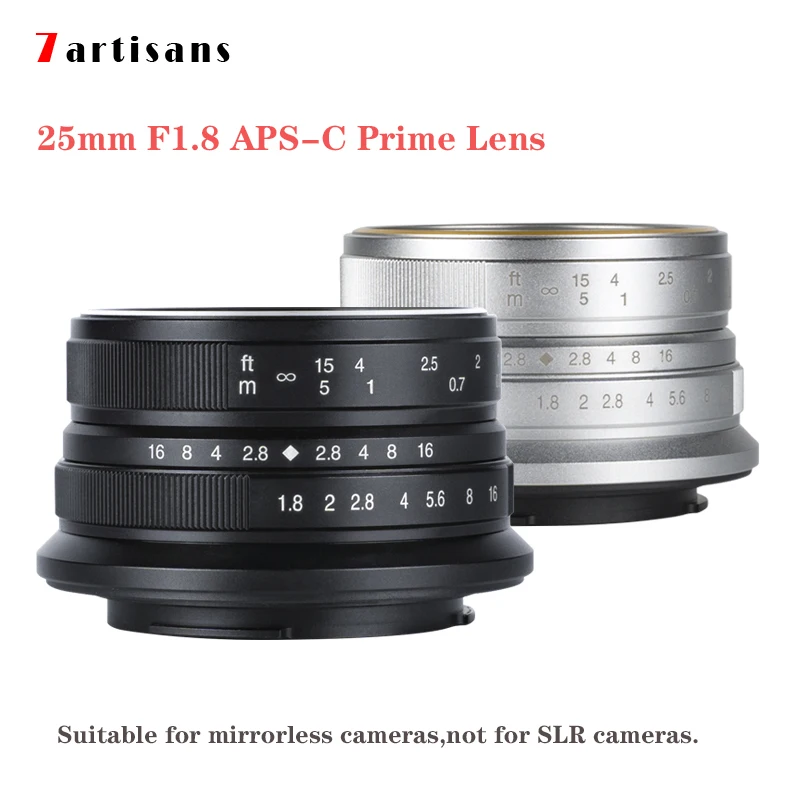 7 Artigiani 25Mm F1.8 Messa A Fuoco Manuale Obiettivo Principale Per Sony E/Fujifilm Fx/Canon Eos-M/Olympus E Panasonic Micro 4/3 Mount Metal Lens