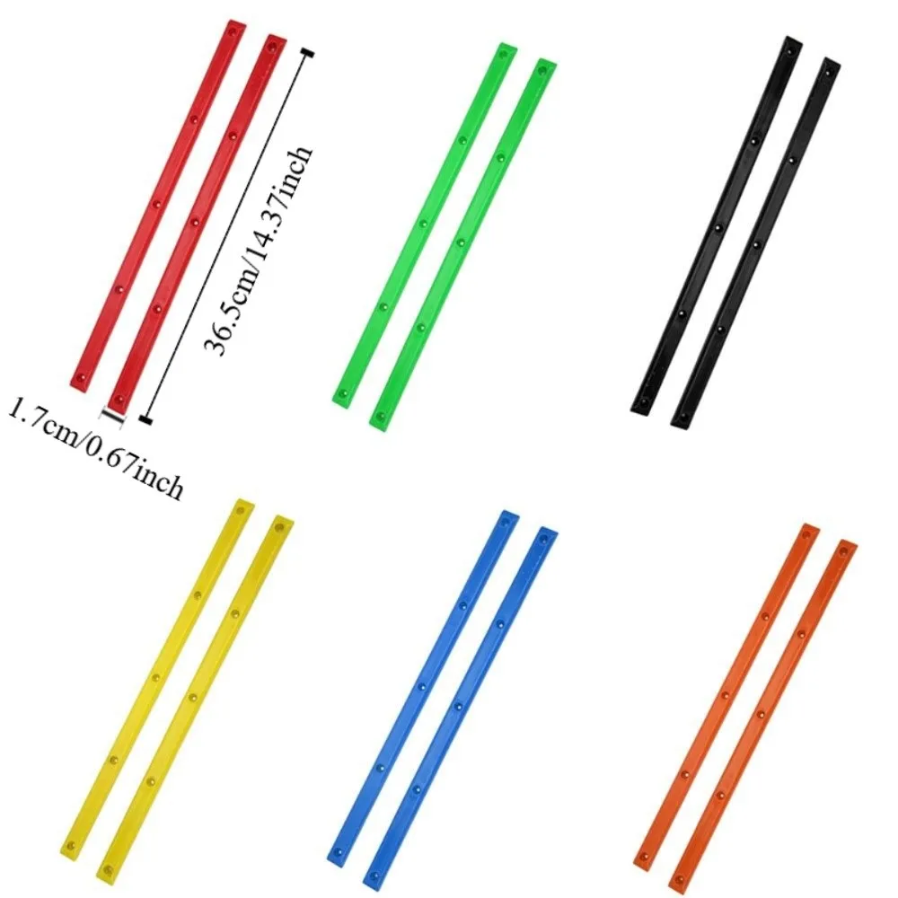 2Pcs 내구성 있는 ABS 리브 본 레일 다채로운 36.5x1.7cm 스케이트보드 레일 스케이트보드 데크 가드 스케이트보드 데크