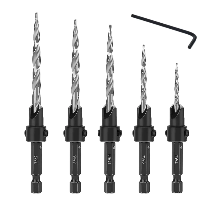 

High-performance Countersink Drill Bit Set with 1/4" Shank Counter Sinker Drill Bit Set for Woodworking 2-Piece/set Dropship