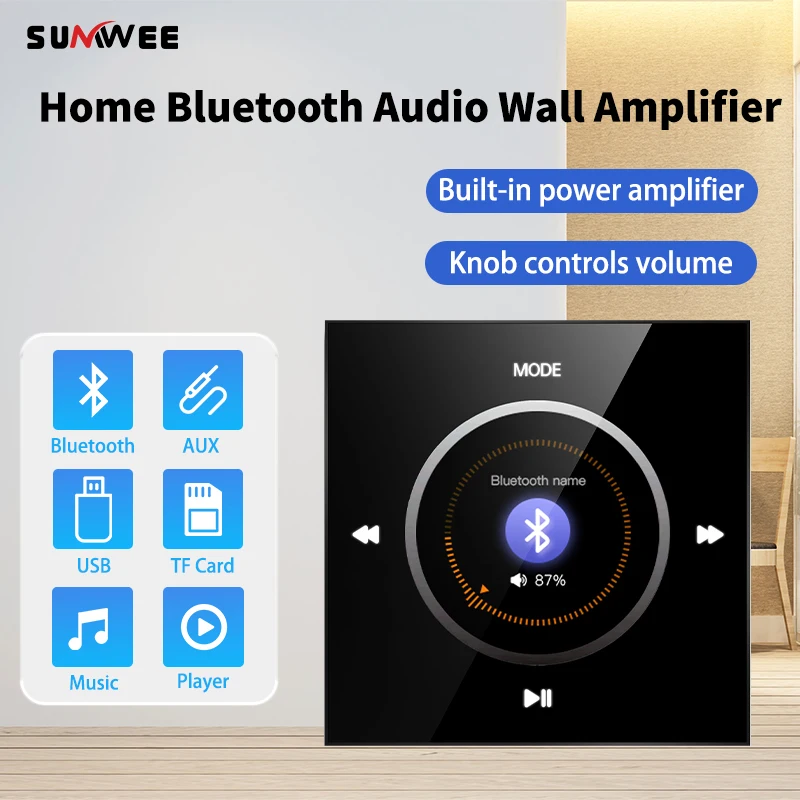 

86X New item bluetooth mini in wall amplifier hifi professional smart wall mount stereo Background music Volume knob controller