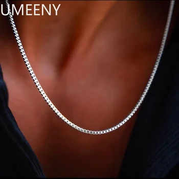 Collana a catena con scatola in acciaio inossidabile da 1,2 mm in argento sterling 925 Collana da uomo Hip Hop Moda Gioielli in acciaio al titanio Regalo alla moda 1