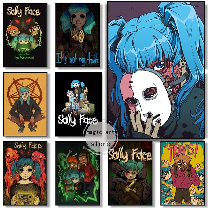Classic Anime Characters Horror Mystery Game Sally Face Art Poster Canvas  Painting Wall Print Picture for Room Home Decor Cuadro| | - AliExpress