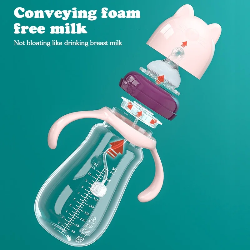 Water Bottle Milk Bottle Feeding Bottle Glass Milk Bottle Baby Feeding Utensils 240ml Newborn baby PP bottle wide mouth baby bottle anti flatulence anti fall water glass