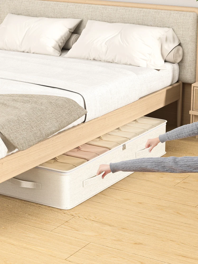 1PC cotton and linen see-through bed bottom storage bag Household goods storage bag clothing storage bag 5