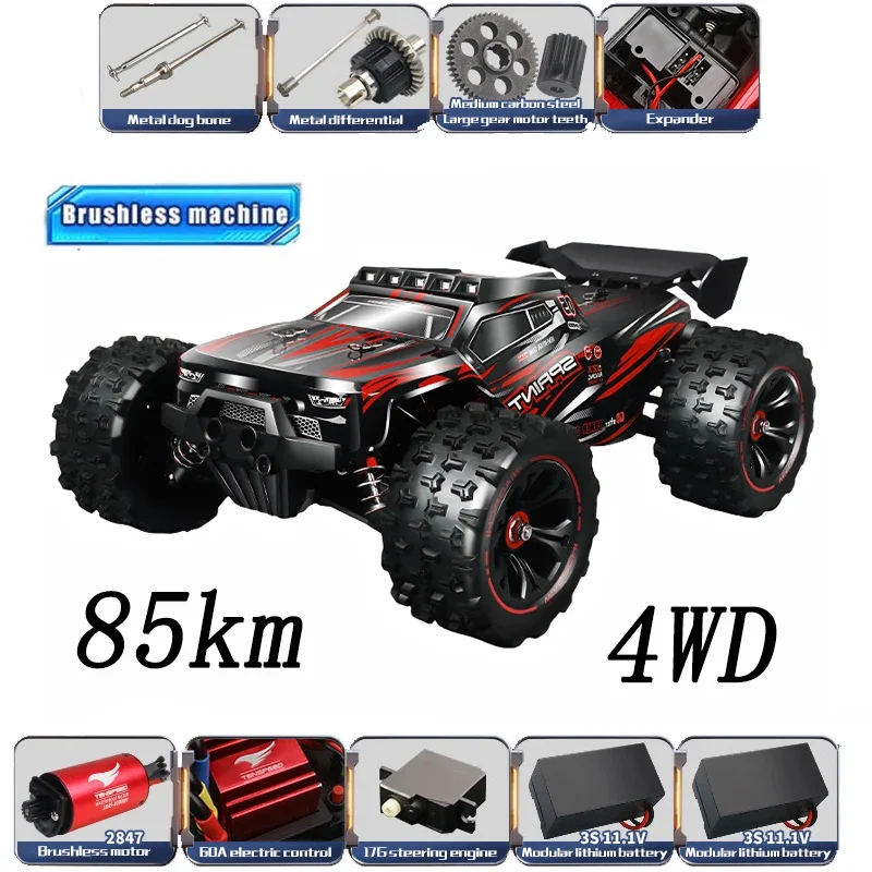 1:14 85KM/H or 50KM/H 4WD RC Car with LED Remote Control Cars High