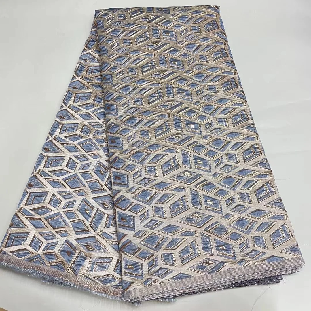 

High Quality Brocade Fabric Damask Jacquard 2023 Latest Soft Embroidery Nigerian French Lace Fabric for Wedding Dress HJ5377