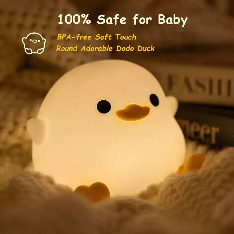 Creative and Cute Silicone Pat Light USB Charging Bean Duck Night Light Atmosphere Light Bedroom Bedside Ornament Rechargeable 4