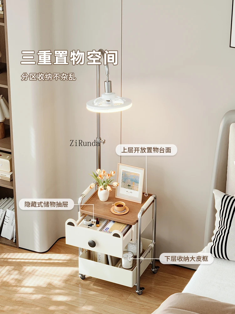 *Bedside Table Integrated Floor Lamp Light Luxury High-end Children's Bedroom Small Mobile Shelf