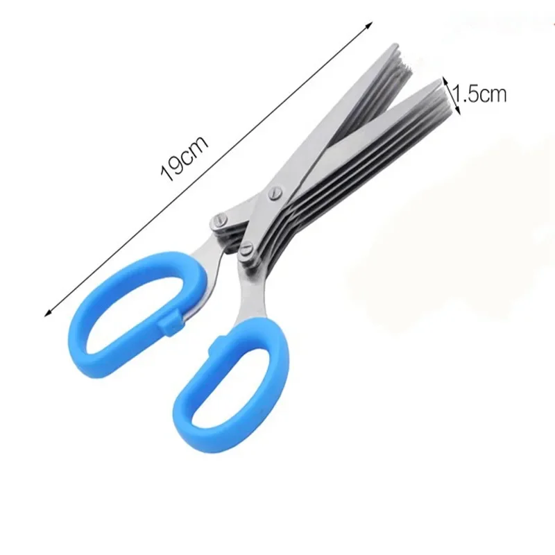 Multi-functional Stainless Steel 3/5 Layer Kitchen Scissors Pepper Shredded Chopped Scallion Cutter Laver Cut Cooking Tool