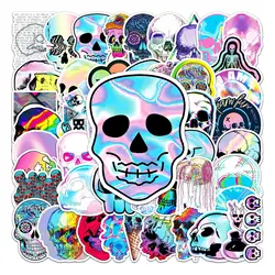 Autocollant holographique Laser crâne, 50 pièces, dégradé, dessin animé, Cool, créatif, horreur, voiture, jouets pour enfants, autocollants pour ordinateur portable, 2022 