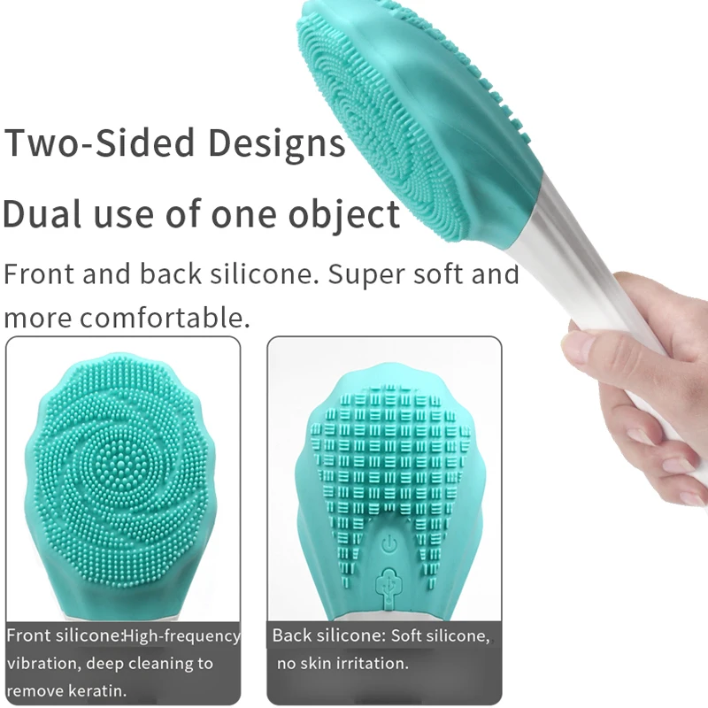 Electric Shower Back Scrubber Silicone Bath Brush USB Charging Body Wash Cleaning