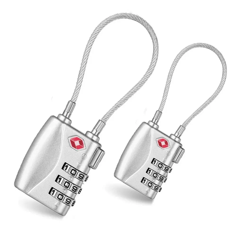 Re-settable 3 Digit Combination Luggage Lock Travel Padlock TSA Approved Cable Lock with Zinc Alloy Body for Gym,Backpack,Bike