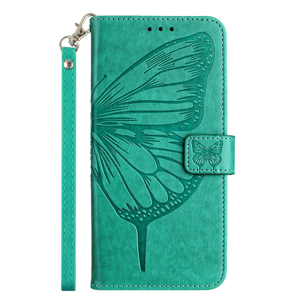 Butterfly Pattern Wallet Flip Case with Card Slots and Back Cover