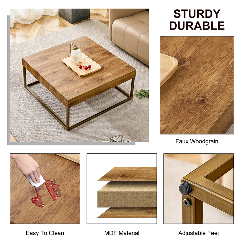 Modern rectangular coffee table, dining table. MDF desktop with metal legs. Suitable for restaurants and living rooms.