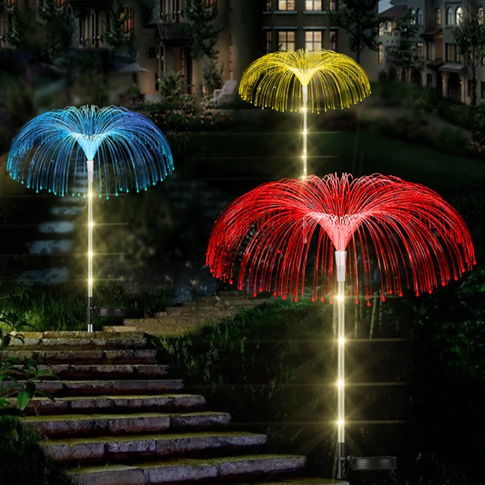 2Pcs Solar Fiber Optic Garden Lawn Light Unique Outdoor Courtyard Landscape Path LED Outdoor