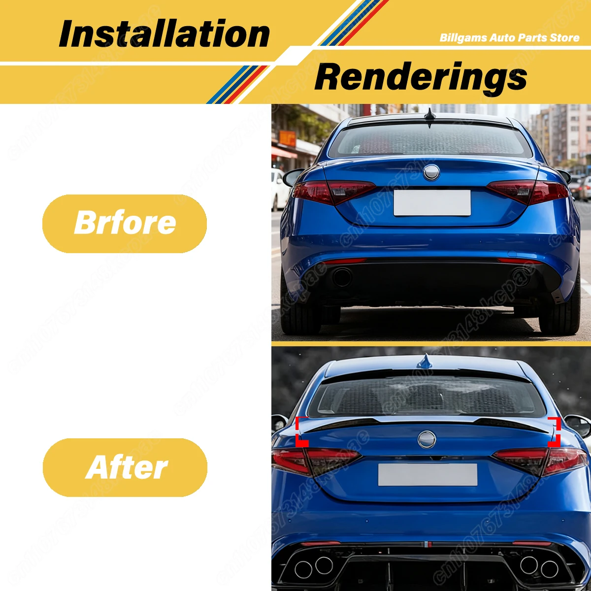 Per Alfa Romeo Giulia Berlina Quadrifoglio Verde 2015 2016 2017 2018 2019 Automobile Posteriore Centrale Spoiler Bordo Decoraiton Body Kit - Image 2