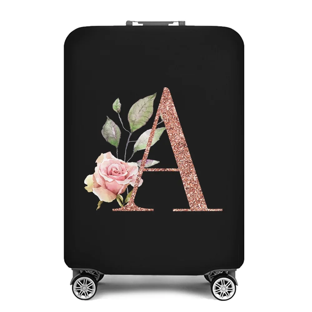 Travel Essentials Suitcase Cover Rose Gold Letter Print for 18-32 Inch Traveling Accessories Bag Trolley Luggage Protective Case 6