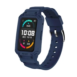 Premium TPU Edge Shell Watchband Cover Protector - Full Bumper Case for Smart Wristband Accessories (Blue)