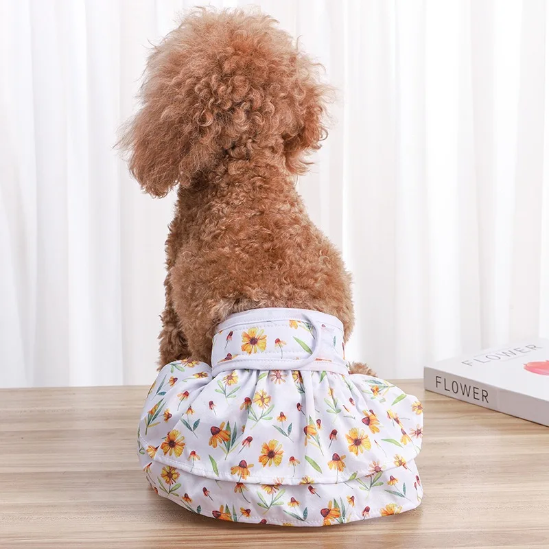 Waterproof Polyester Female Dogs Underwear Breathable Small Puppy Physiological Pants Velcro Strap Washable Girl Chihuahua Dress