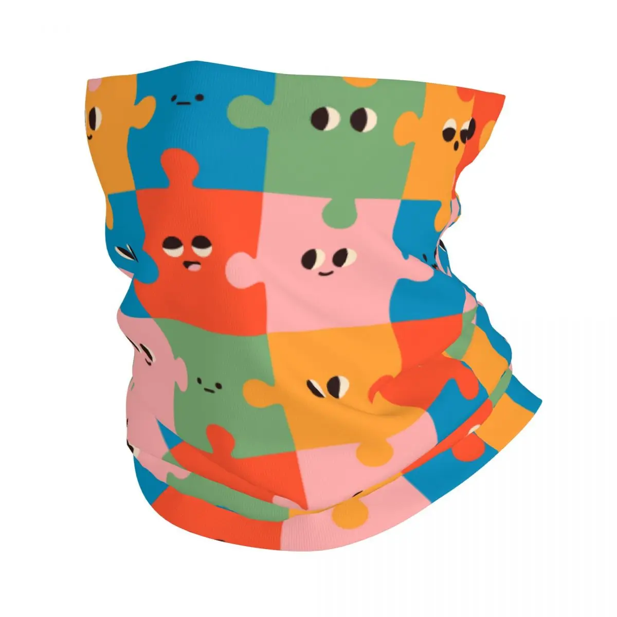 

Puzzle With Faces Bandana Neck Gaiter Printed Cartoon style Balaclavas Mask Scarf Multifunctional Headband Riding Adult Winter