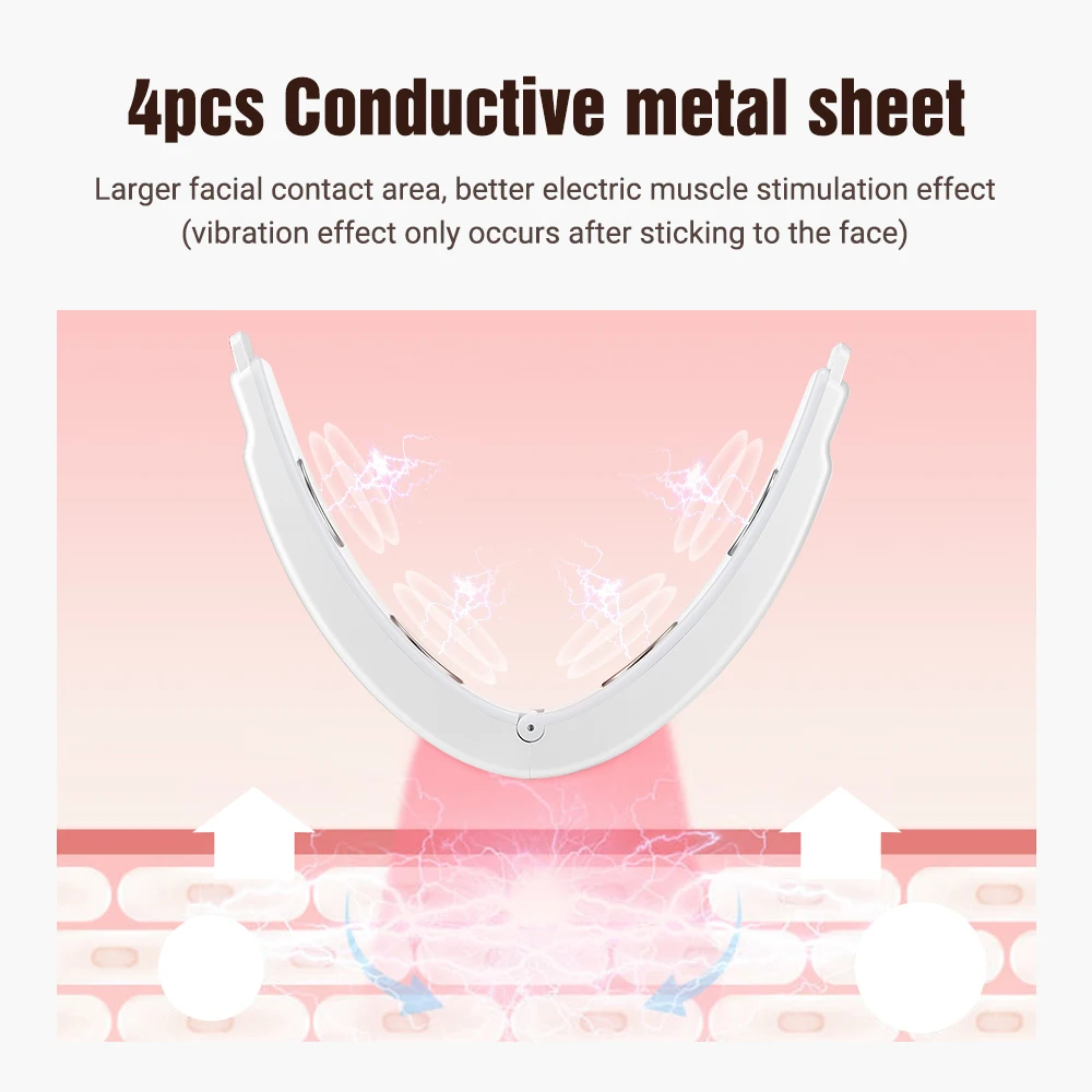 EMS Face Slimming Device Double Chin V Shape Lift Belt 5 Color Lights Hot Compress Face Vibration Massager With Remote Control 6