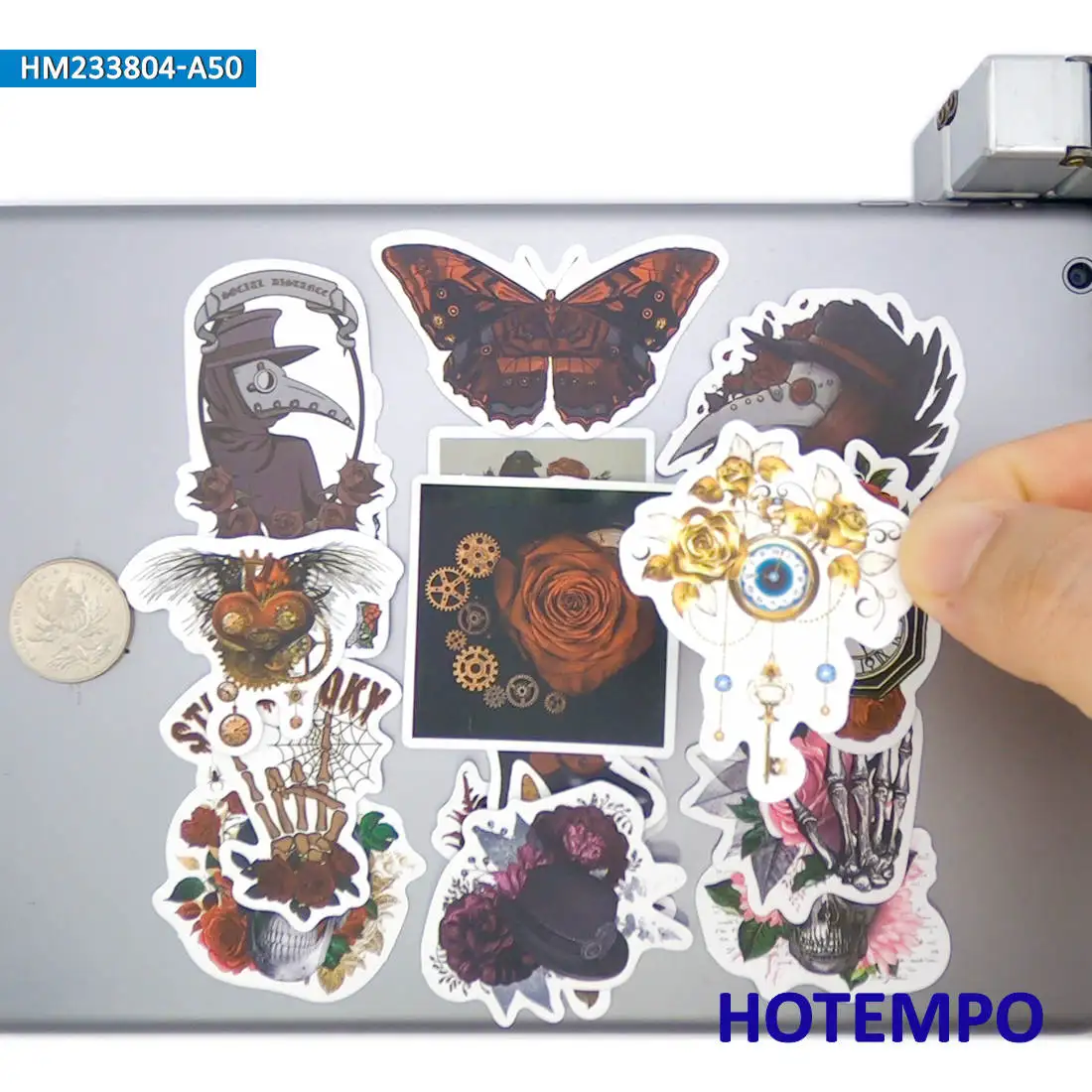 20/30/50 Stück, Retro viktorianisches Zeitalter, Steampunk-Stil, Gothic-Rosen-Aufkleber, für Scrapbook, Auto, Fahrrad, Gepäck, Telefon, Laptop, Motorrad, Gitarre, Tasse, Tagebuch, Aufkleber Spielzeug – Detail 5